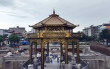 Cận cảnh đài vọng cảnh tại đập dâng đầu tiên trên sông Tô Lịch
