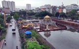 Cận cảnh đài vọng cảnh tại đập dâng đầu tiên trên sông Tô Lịch