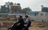 Cận cảnh đài vọng cảnh tại đập dâng đầu tiên trên sông Tô Lịch