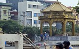 Cận cảnh đài vọng cảnh tại đập dâng đầu tiên trên sông Tô Lịch