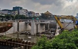 Cận cảnh đài vọng cảnh tại đập dâng đầu tiên trên sông Tô Lịch