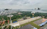 Ấn tượng ảnh trực thăng Mi-17 và máy bay vận tải Casa bay hợp luyện diễu binh ở Hà Nội