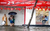Ảnh: Hà Nội ngập sâu do mưa lớn kéo dài, người dân 