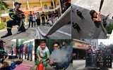 Người dân ngoài đê sông Hồng trải nghiệm, thực hành chữa cháy và cứu nạn cứu hộ