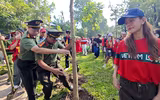 Các nghệ sỹ cùng Công an Thủ đô chung tay trồng cây để 