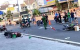 Hiện trường vụ xe ô tô mất lái tông một loạt xe máy, 1 người tử vong