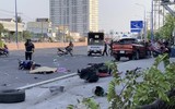 Hiện trường vụ xe ô tô mất lái tông một loạt xe máy, 1 người tử vong
