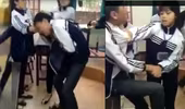 Xôn xao clip nữ sinh dùng chổi, lên gối đánh bạn nam trong lớp