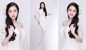 Á hậu Linh Chi diện váy xẻ sâu khoe vòng 1 trắng ngần