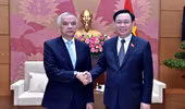 Chủ tịch Quốc hội Vương Đình Huệ tiếp Phó Chủ tịch Quốc hội Lào 