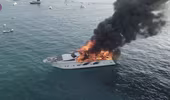 Du thuyền triệu USD bốc cháy dữ dội rồi chìm xuống biển 