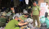 Tại mỗi cơ sở, lực lượng chức năng thu giữ được hàng chục bao tải hàng vi phạm