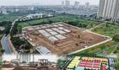 [Ảnh] Cận cảnh bệnh viện dã chiến điều trị bệnh nhân Covid-19 nặng đang được thần tốc xây dựng ở quận Hoàng Mai
