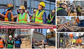 Nụ cười tươi rói của công nhân trên công trình trọng điểm làm xuyên tết ở Thủ đô