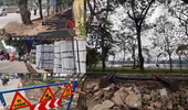 Cận cảnh hạ rào, thi công cải tạo vỉa hè Công viên Thống Nhất ở mặt đường Lê Duẩn