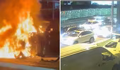 Ô tô tông loạt phương tiện đang dừng đèn đỏ, bốc cháy dữ dội