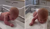 Người mẹ kinh ngạc khi thấy con gái biết bò lúc mới 3 ngày tuổi