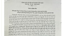 Người dân gửi thư cảm ơn Công an quận Hoàng Mai