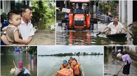 Cận cảnh cuộc sống trong vùng nước lũ ở Chương Mỹ