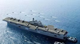 [ẢNH] Tàu đổ bộ trực thăng của Trung Quốc chạy thử nghiệm khi đang thi công dang dở