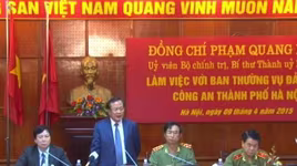 Đồng chí Phạm Quang Nghị, Bí thư Thành ủy làm việc với CATP Hà Nội 