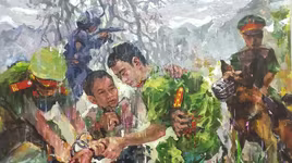 "Cơn mưa trắng" -hình ảnh cuộc chiến chống tội phạm ma túy, đoạt giải Nhất cuộc thi sáng tác hội họa về LLVT năm 2020