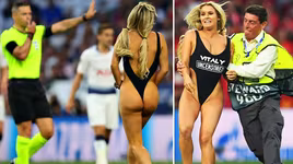 [ẢNH] Người mẫu khiêu dâm lao xuống sân làm loạn trận chung kết C1