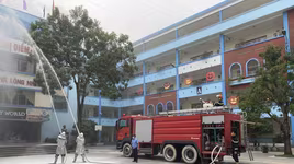 Thực tập phương án chữa cháy, cứu nạn tại Trường tiểu học 