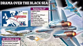 Tiêm kích Nga bắn tên lửa gần máy bay trinh sát Anh tại Biển Đen