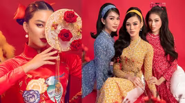 [ẢNH] Dàn Hoa hậu đọ sắc 'một chín một mười' với áo dài Tết Tân Sửu 2021