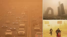 [Ảnh] Bão cát quét vào Bắc Kinh sau khi hoành hành ở Mông Cổ