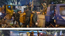 Công an Hà Nội phối hợp với Bộ Tư lệnh Cảnh sát cơ động dọn dẹp môi trường Thủ đô sau bão số 3