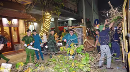 Công an và các lực lượng xuyên đêm dọn dẹp vệ sinh đường phố sau bão Yagi