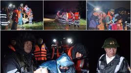 Video: Cảnh sát cơ động trắng đêm đưa dân vùng lũ đến nơi an toàn