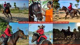 Ấn tượng hình ảnh thiếu nữ mặc cổ phục, cưỡi ngựa bắn cung bên sông Hồng