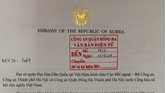 Đại sứ quán Hàn Quốc gửi thư cảm ơn Công an quận Đống Đa