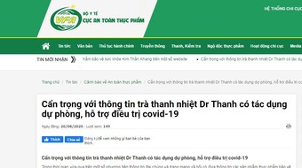 Tập đoàn Tân Hiệp Phát khẳng định thông tin “Trà Dr Thanh hỗ trợ điều trị Covid-19” là thất thiệt