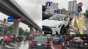 Phương tiện ùn ứ vì thời tiết xấu, Cảnh sát giao thông Thủ đô đội mưa phân luồng