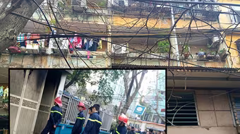 Cháy căn hộ tầng 1 tại chung cư cũ C6 Giảng Võ, Hà Nội