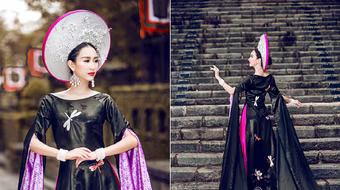 Á hậu Hà Thu mang "Quốc hoa" đi "đánh" xứ người