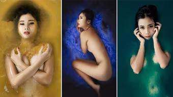 Người mẫu Xuân Thuỳ cực ấn tượng với nước màu