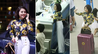 Vân Trang nổi bật ở sân bay làm thủ tục đi Pháp dự liên hoan phim
