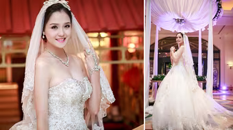 Á hậu Hoàng Anh làm vedette diện váy cưới lộng lẫy