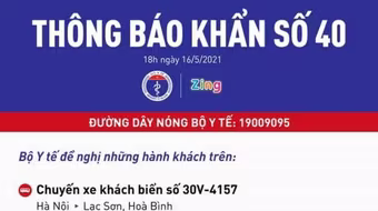 Khẩn tìm người đi chuyến xe khách từ Hà Nội lên Hòa Bình do có người mắc Covid-19
