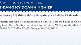 Hệ thống đăng ký kinh doanh vẫn tạm dừng hoạt động