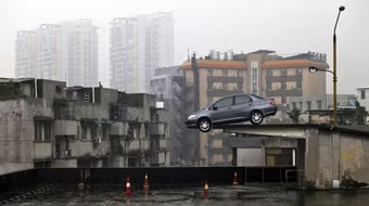 Tiếc tiền gửi ôtô, để xe treo lơ lửng