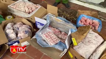 Đột kích kho hàng, phát hiện gần 3 tấn thịt đông lạnh không rõ nguồn gốc 