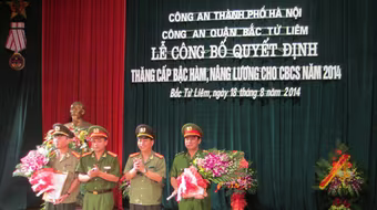 CAQ Bắc Từ Liêm tổ chức thăng cấp bậc hàm cho 183 cán bộ, chiến sỹ