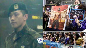 Bi Rain xuất hiện tại Nội Bài, trong trang phục người lính 