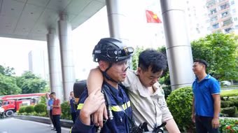 Huy động nhiều lực lượng, phương tiện thực tập phương án chữa cháy, cứu nạn